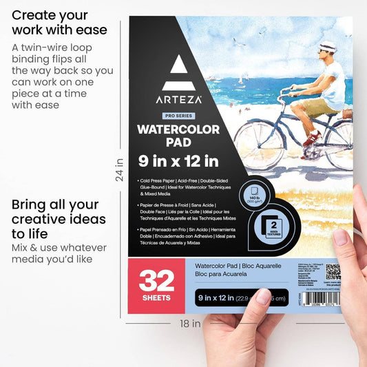 Paper Pad - Arteza® Expert Watercolor Pad, 9" x 12", 32 Sheets