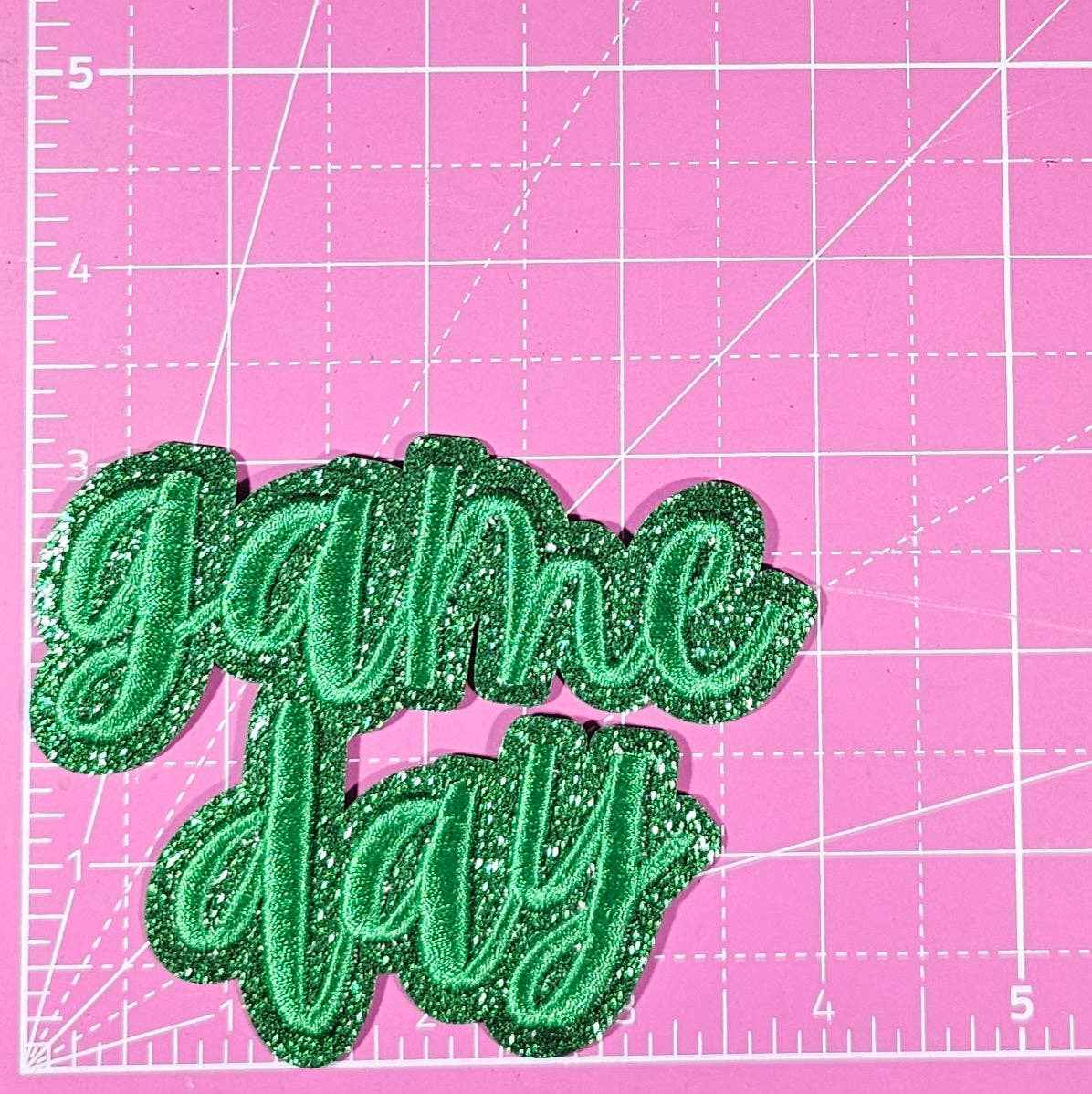 Patch - Game Day 3D Embroidery Small Glitter Iron On Patch: Green