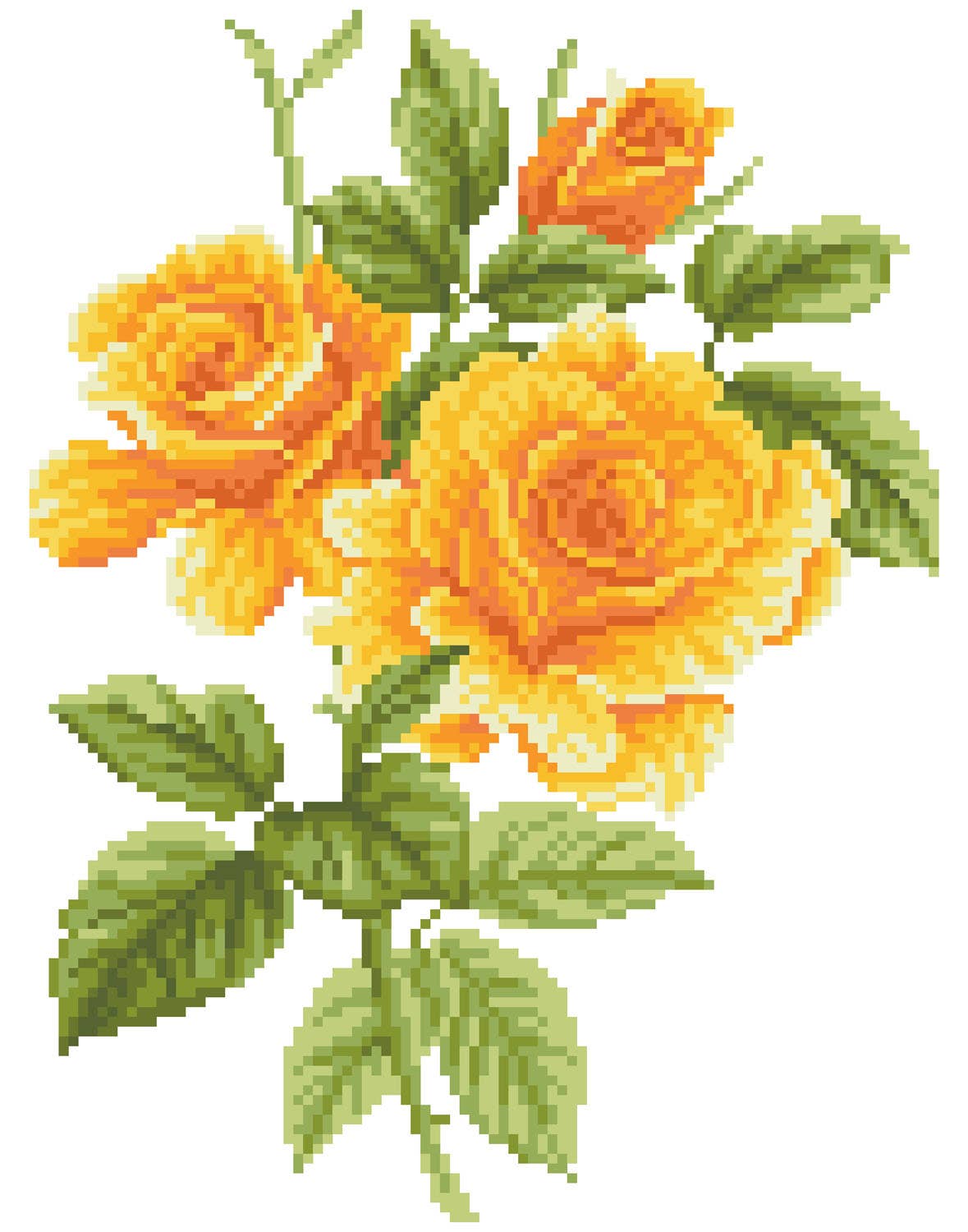 Diamond Dotz - Yellow Rose Bouquet (Framed)