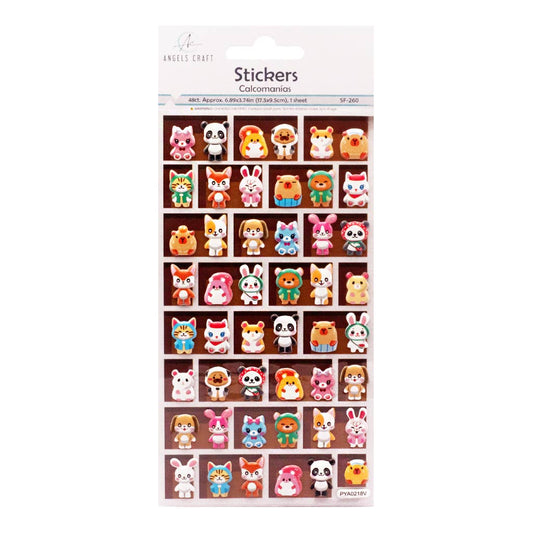 Stickers – Kawaii Animal Puffy Cute Character Mix – 48 pcs