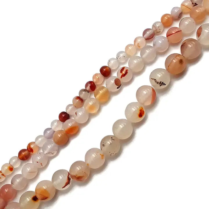 Beads - Red Dendritic Montana Agate Smooth Round Beads 8mm 15.5" Strand