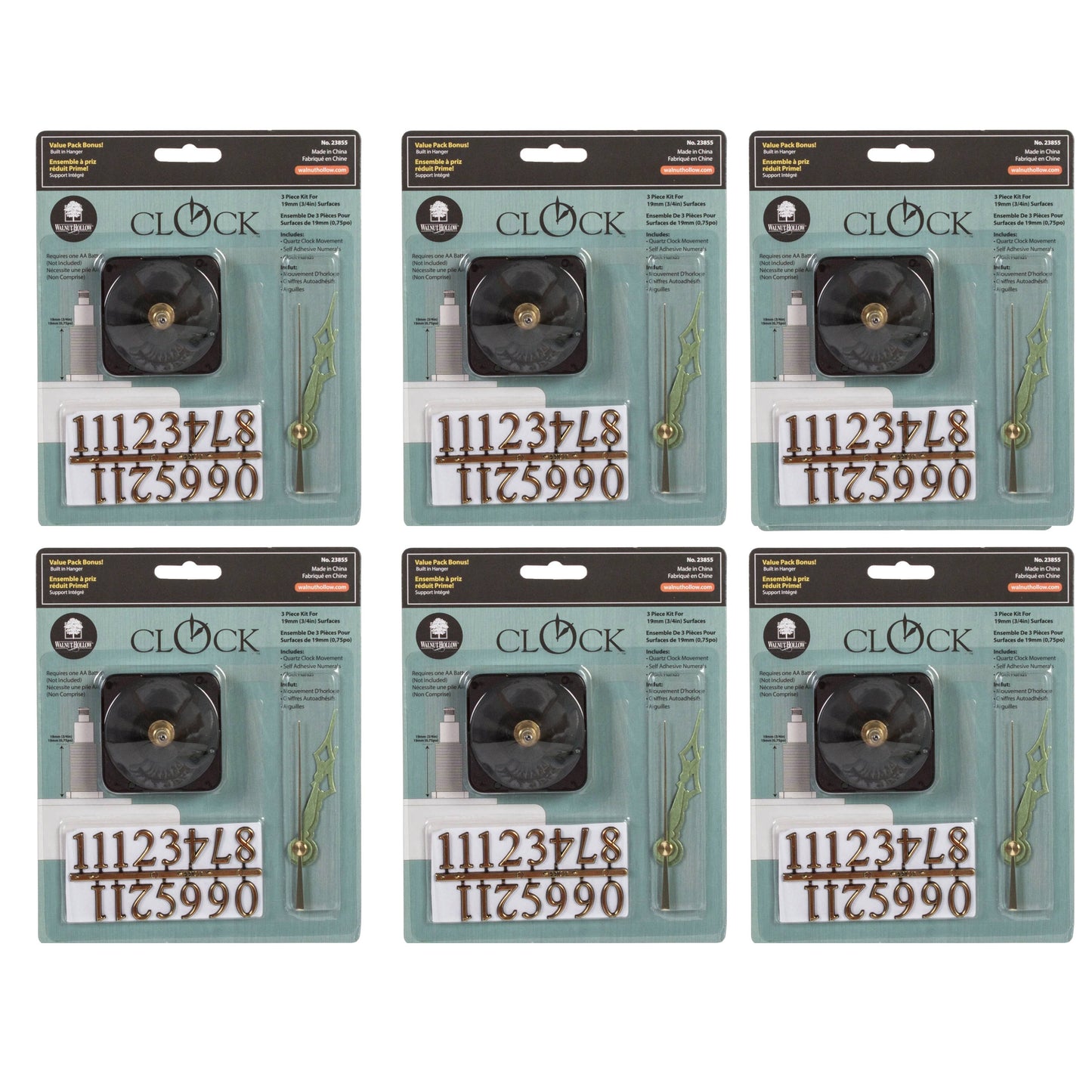 Clock Parts - Movement for 3/4" Surfaces, for Repairs or DIY