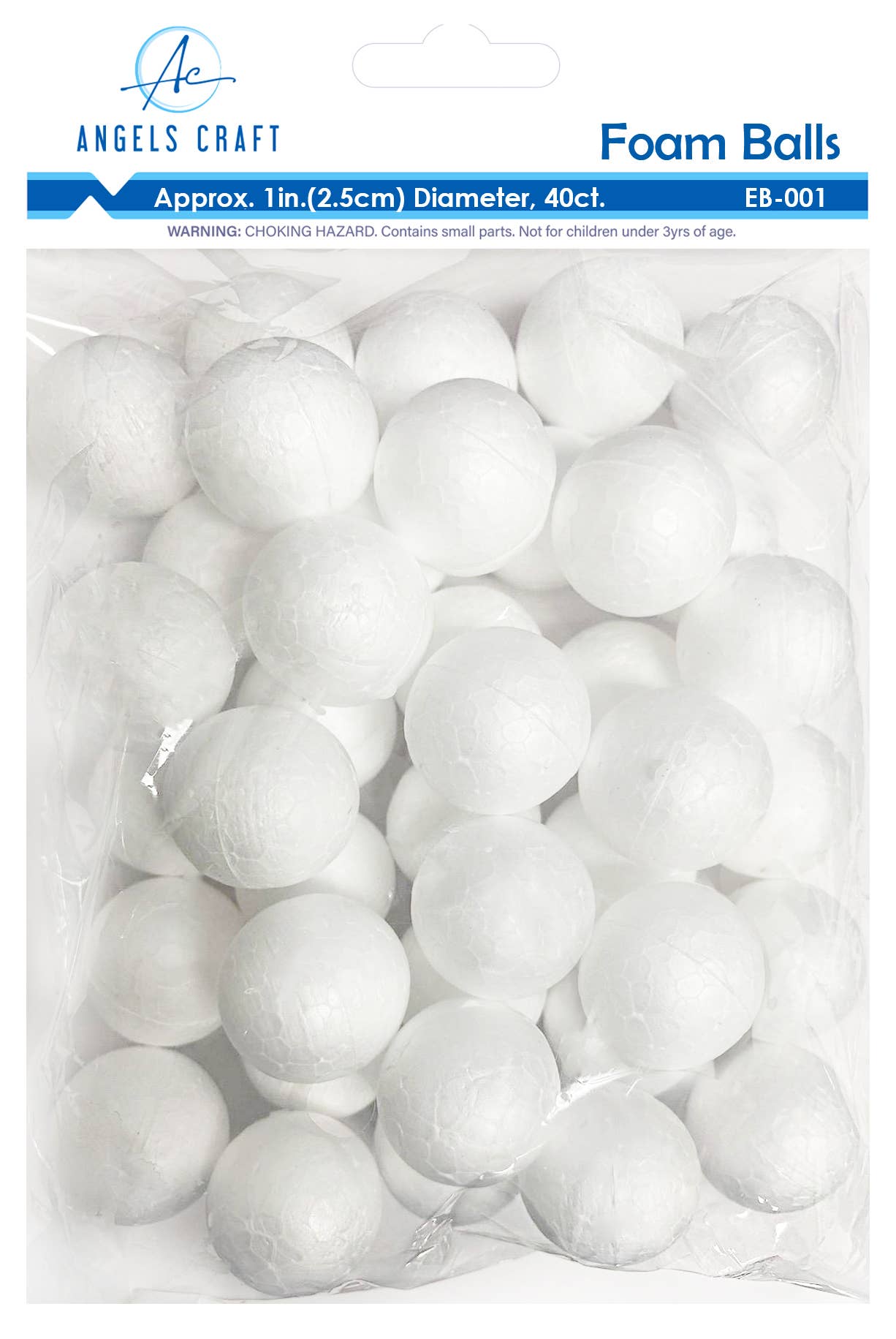 Foam Balls - Assorted Sizes 1"-7", white: EB-001 1" (40-ct)