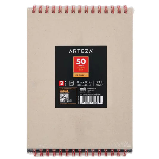 Paper Pad - Arteza Drawing Pad 2-Pack, 8" X 10", 50 Sheets Each