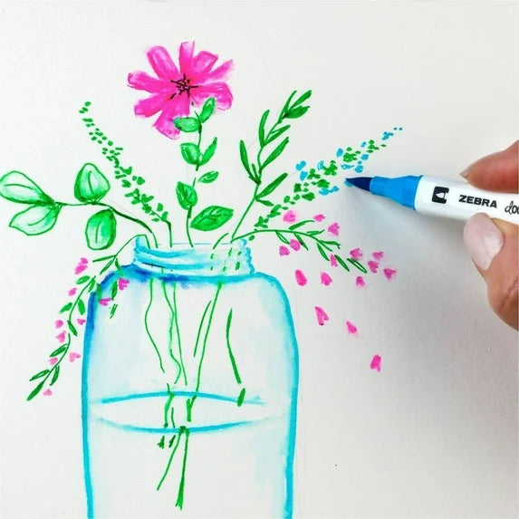 Marker - Zebra Doodlerz Dual Brush Pens Assorted 12/Pkg