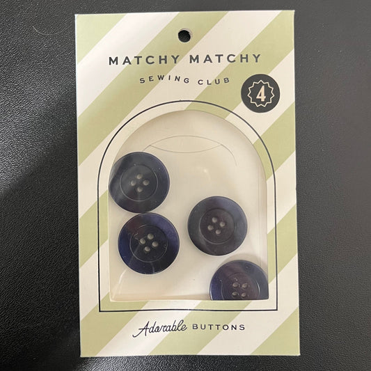 Buttons - Midnight 1" Corozo Nut Set of 4