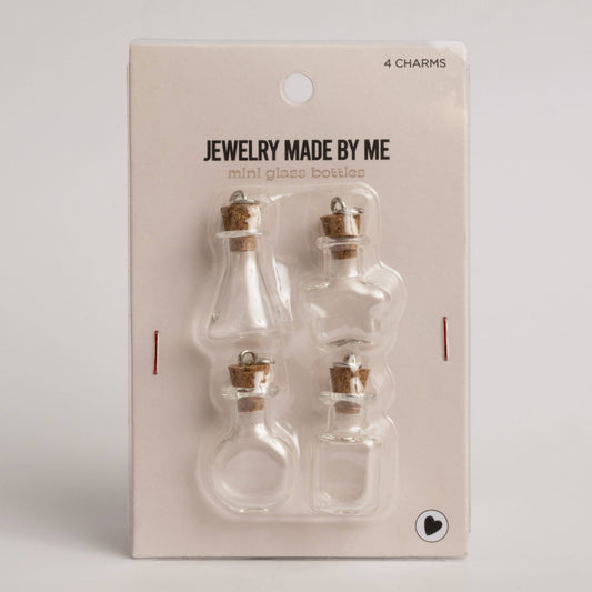 Jewelry - Mini Glass Potion Bottle Charms with Cork Set of 4 Clear Message in a Bottle for DIY Jewelry & Crafts