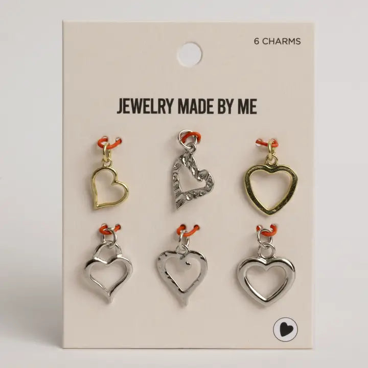 Jewelry - Classic Heart Charms Gold/Silver 6pc
