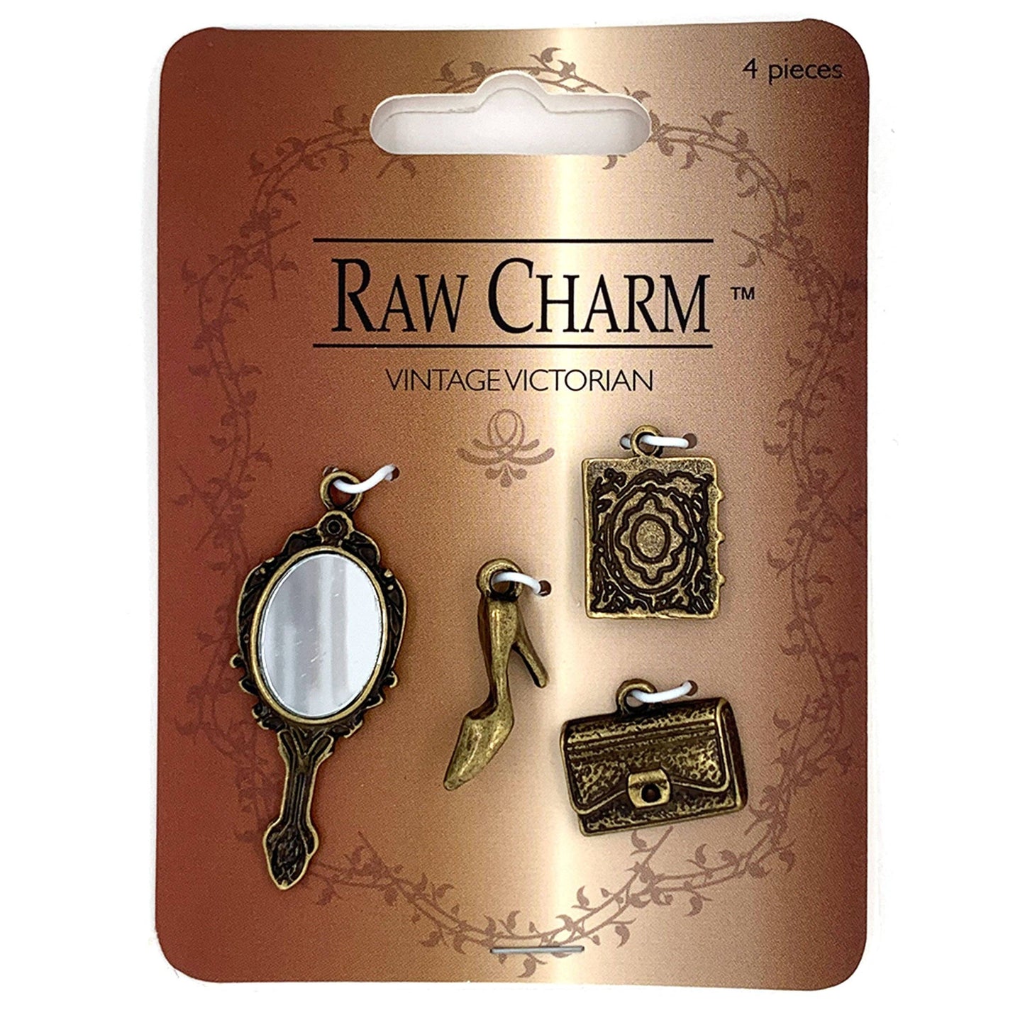 Jewelry - Antique Gold Mirror, Shoe, Purse and Journal 4pc Vintage Charms Set