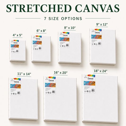 Canvas - Primed Stretched Canvas for Acrylic & Oil Painting 18x24-inches