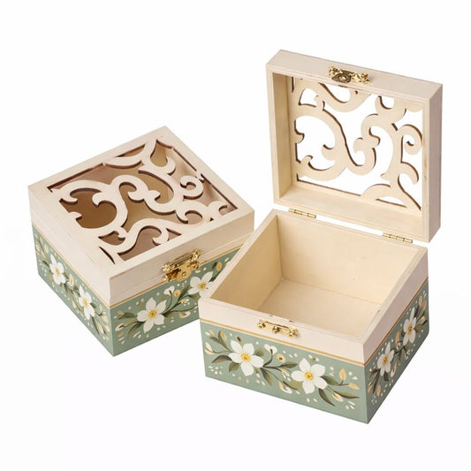 Wood - Laser Cut Vines Wooden Jewelry Box