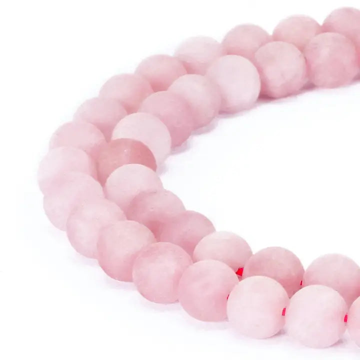 Beads - Rose Quartz Matte Round Beads 8mm 15.5" Strand