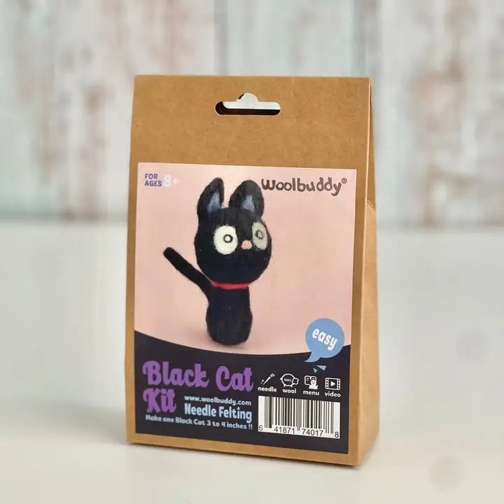 Felting - Diy Needle Felting Kit - Black Cat Craft Kit For Beginners