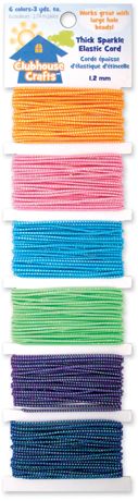 Elastic - Cord Thick Sparkle 3yd Each Of 6 Colors