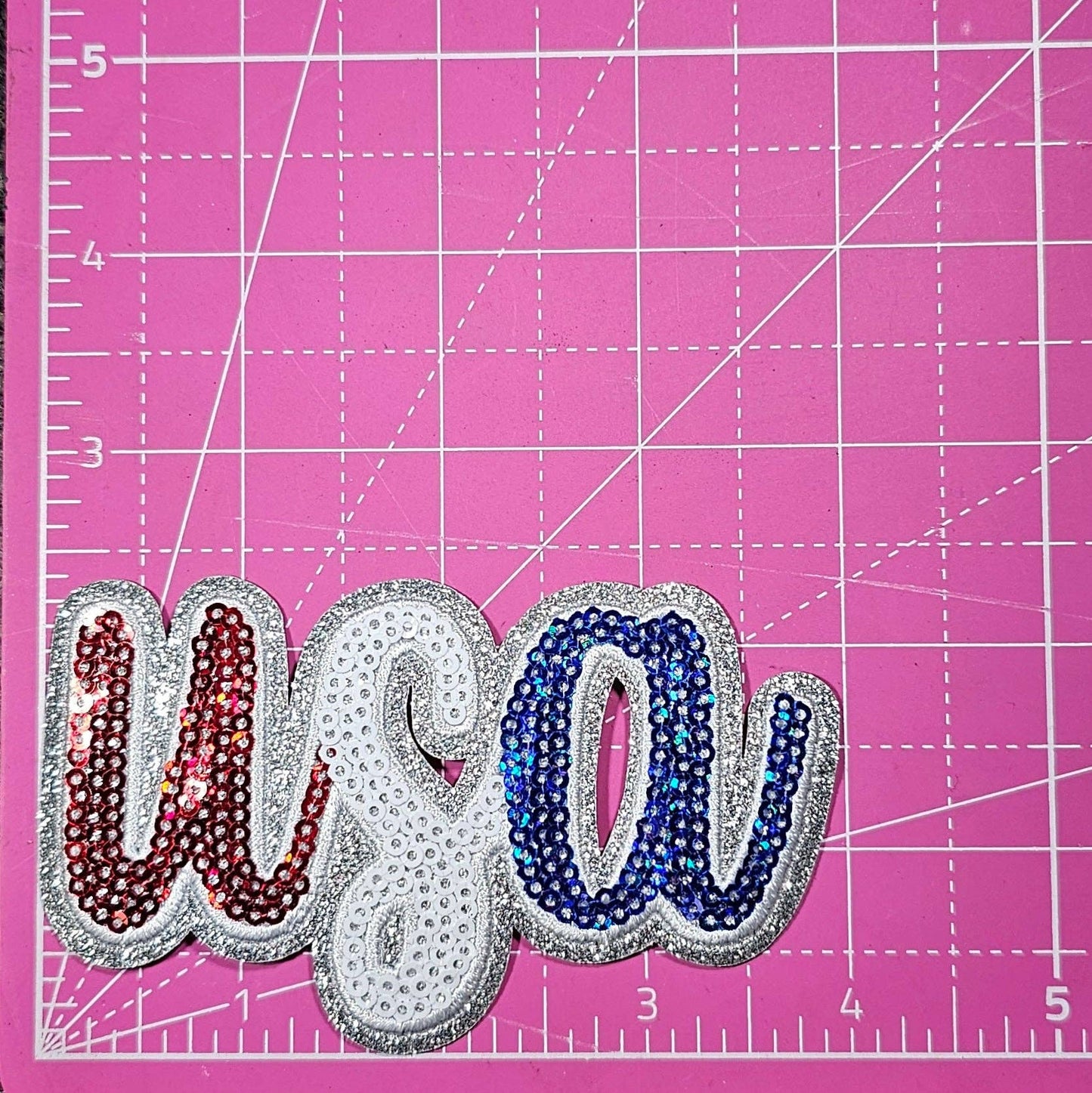 Patch - USA Cursive Sequin Glitter Iron-on Patch