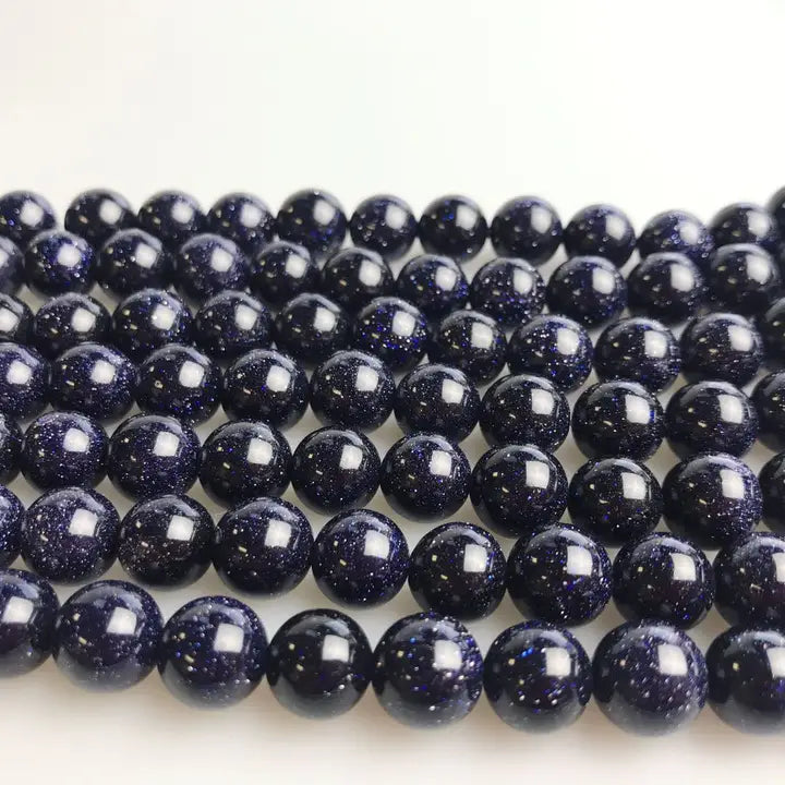 Beads - 6mm - Blue Sand Goldstone Smooth Round Beads