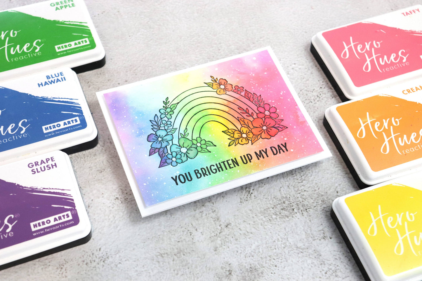 Stamp - Floral Rainbow Wood Stamp
