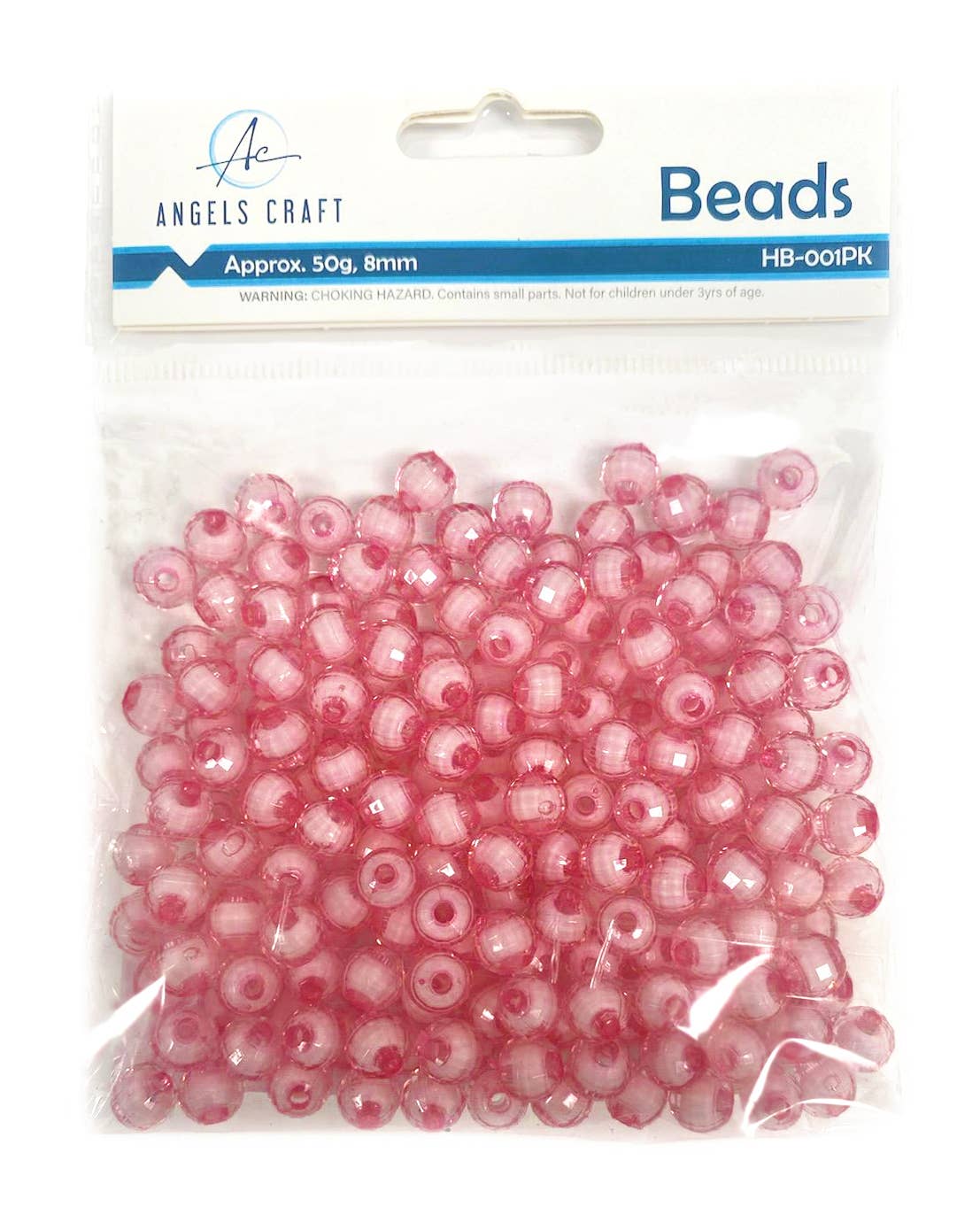 Beads - Faceted Acrylic Beads 8mm Pink
