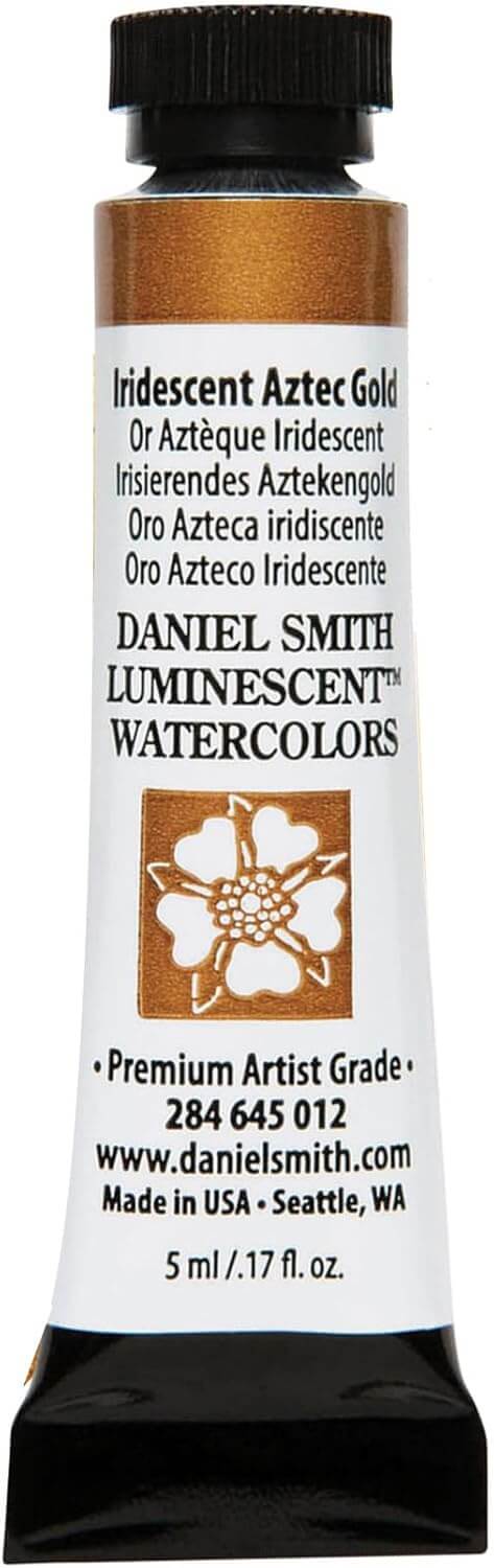 Daniel Smith Extra Fine Watercolor Paint 5ml Tube - Iridescent Aztec Gold, premium artist grade watercolor paint.