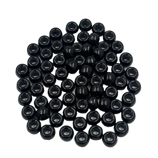 Jewelry - Pony Beads - 6x9mm Black Plastic Beads for Bracelet Making