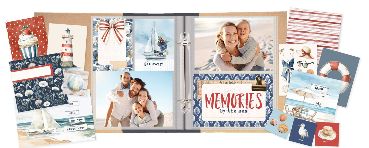 Scrapbook Paper - Simple Vintage Sand & Sea - 12X12 Vintage Basics Kit