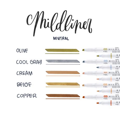 Marker - Zebra Mildliner Double Ended Marker Bold & Fine Point Neutral 5/Pkg
