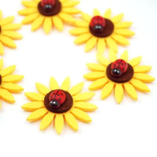 Embellishment - Felt Sunflower w/ Lady Bug