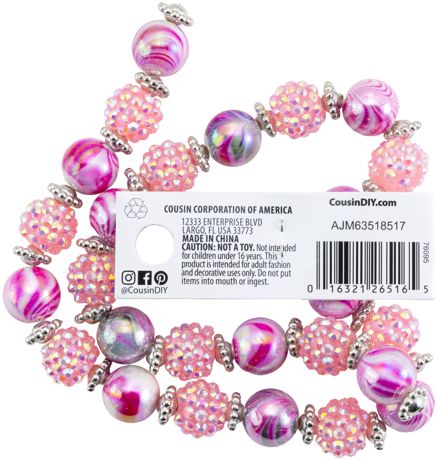 Beads - Cousin DIY Acrylic Strand 17IN/43CM pink