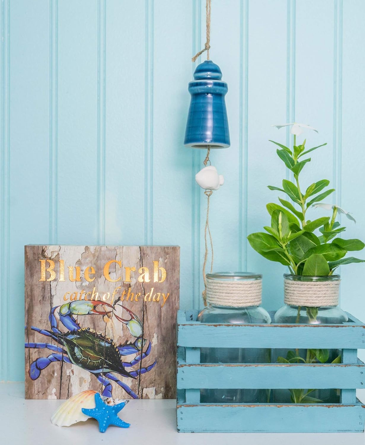 Wood - Plain Blue Wooden Crate 6.25Lx3.5Wx3.5H