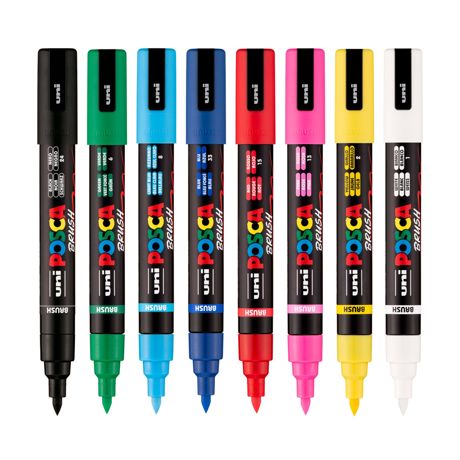 Markers - POSCA 5BR Paint Marker Brush Tip (1-4mm) 8/Pkg