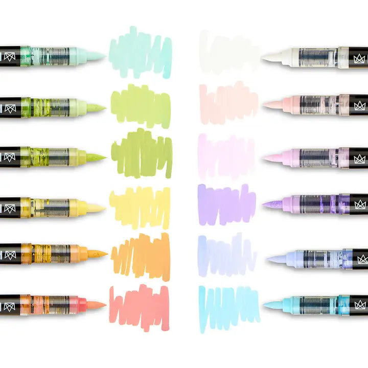 Markers - Pro Acrylic Paint Brush Pens - 12 Pastel Colors