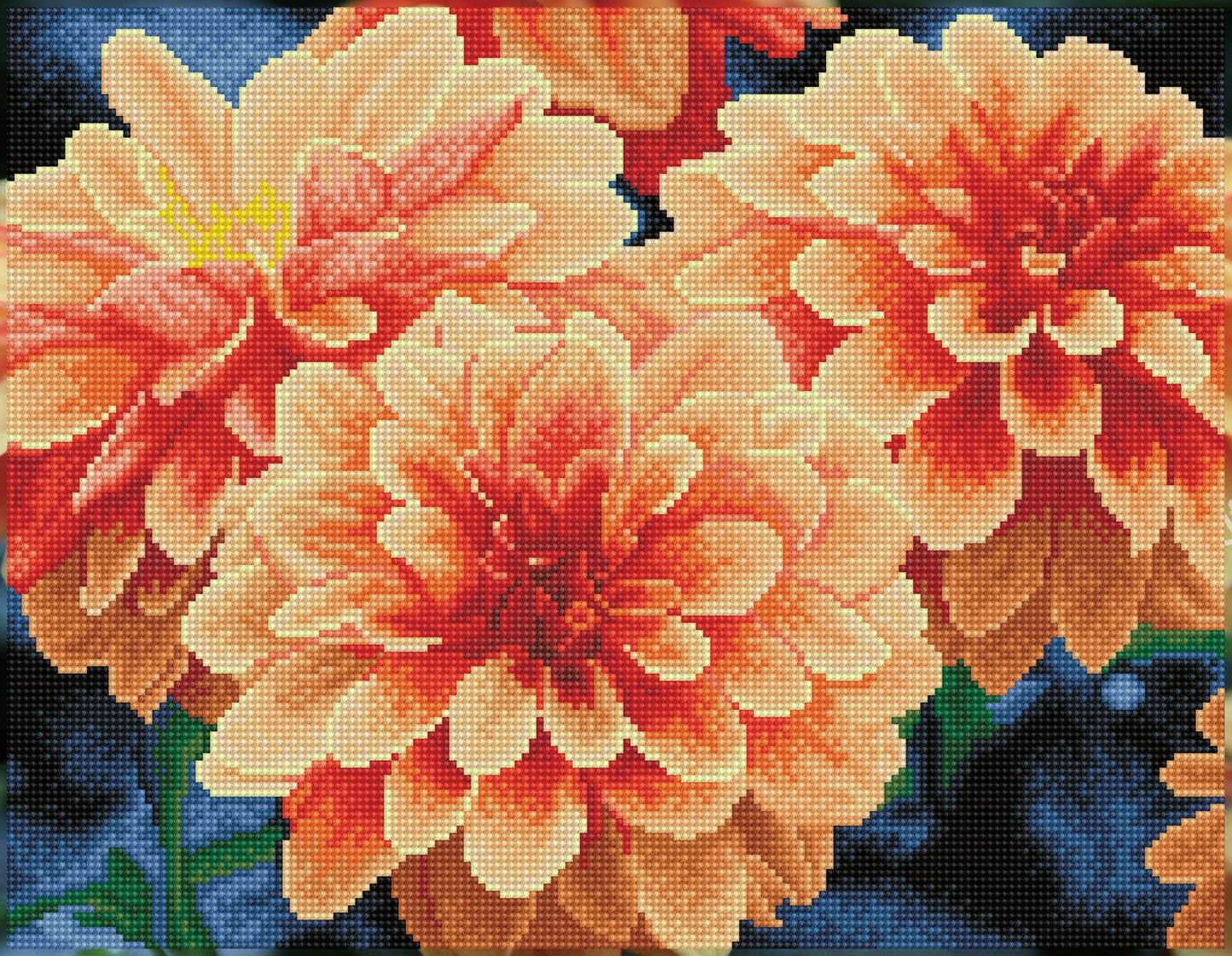 Diamond Dotz - Peach Dahlias Pre-Framed Kit - 17.7" x 13.8"