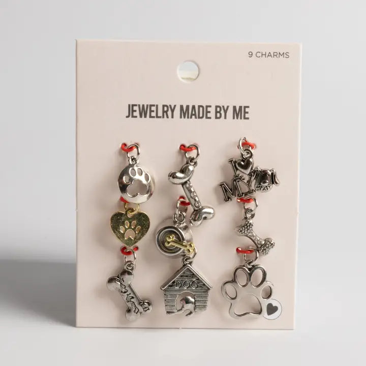 Jewelry - Silver and Gold Mixed Metals Dog-Themed 9pc Charm Set