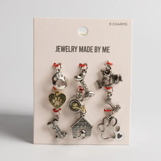 Jewelry - Silver and Gold Mixed Metals Dog-Themed 9pc Charm Set
