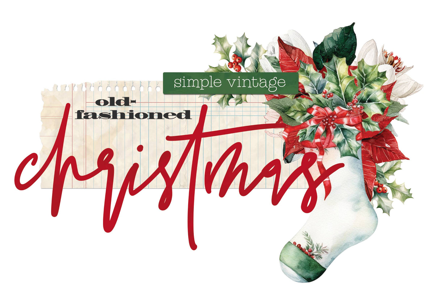 Scrapbook Paper - Simple Vintage Old-Fashioned Christmas - Collection Kit