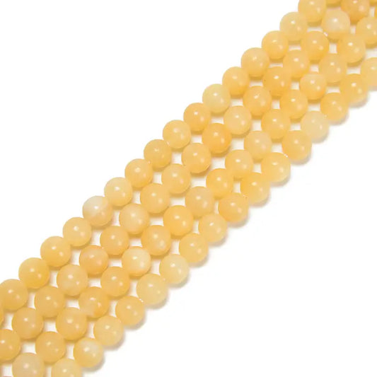 Beads - Natural Yellow Jade Smooth Round Beads Size 8mm 15.5'' Strand