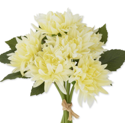 Flower - 12 Inch Light Yellow Real Touch Dahlia Single Stem