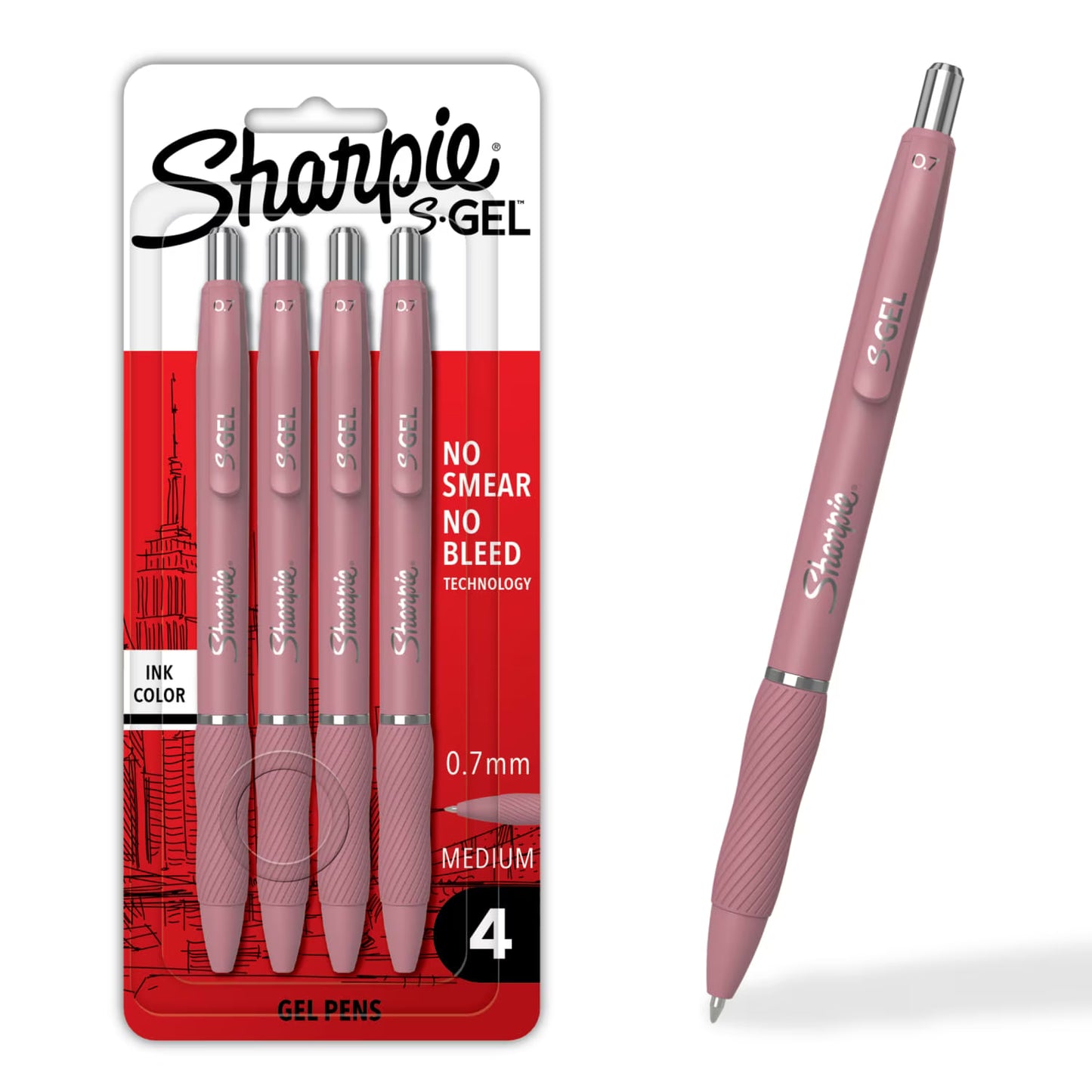 Pens - Sharpie S-Gel .7mm Medium Point Pens 4/Pkg Bold Blush