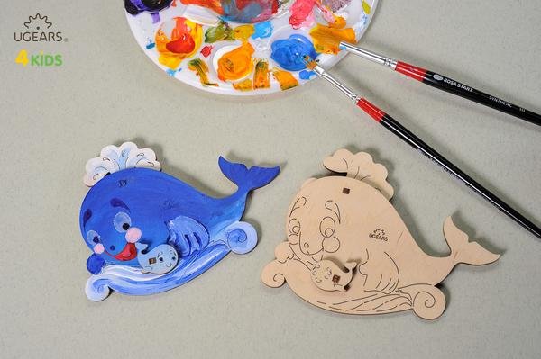 Model Kit - Wooden Paintable Model for Kids - Whale