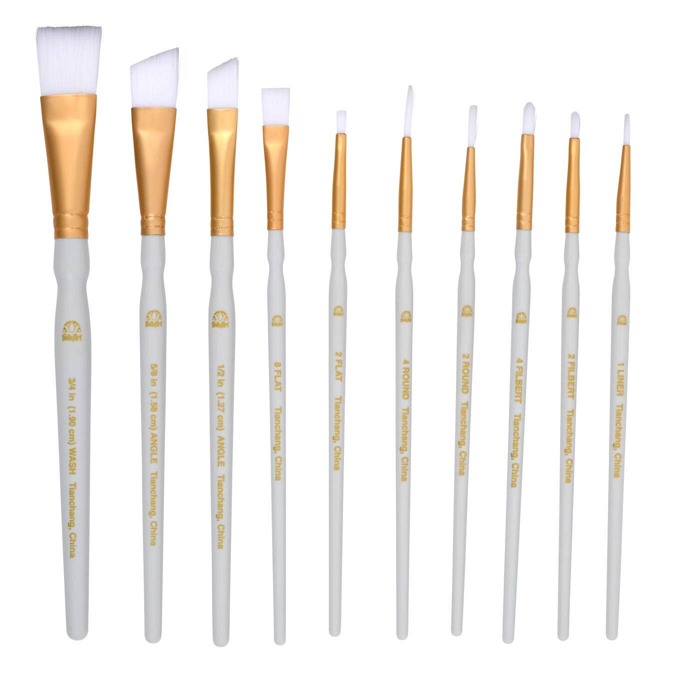 Paint Brush - FolkArt Basic Brush Set - White Nylon, 10-Piece