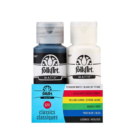 Paint - Matte - FolkArt Acrylic Value Paint Set - Classics, 6 Colors