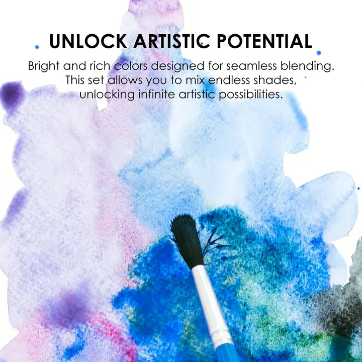 Watercolor - Pocket Set Of 12 With Brush - Ocean Colors