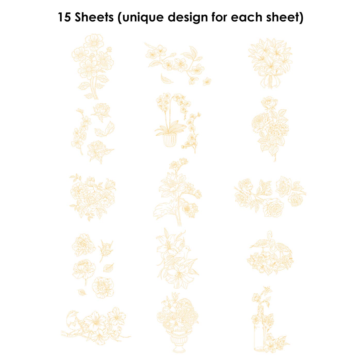 Coloring Book - 15 Sheets 140LB Floral-Themed Watercolor Coloring Book