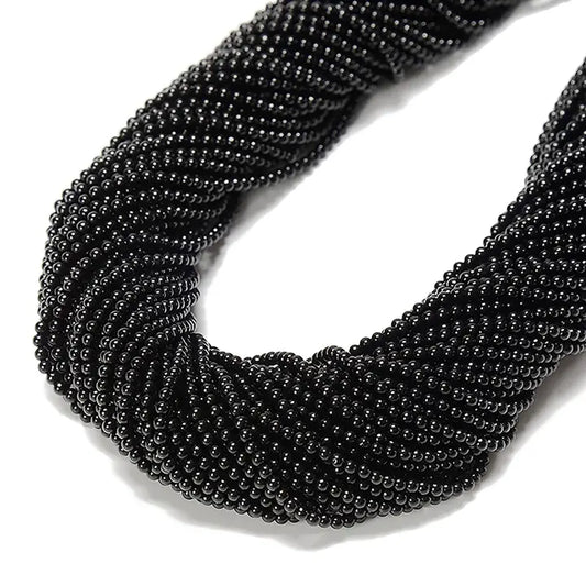 Beads - 2mm - Black Onyx Smooth Round Beads Size 15.5'' Strand