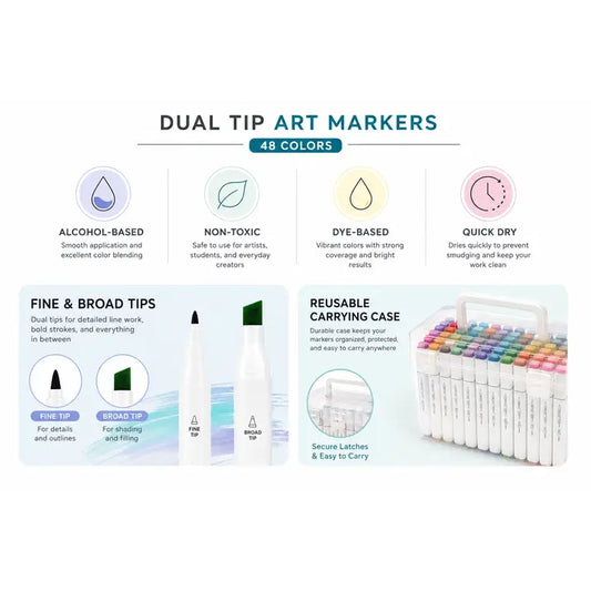 Marker - Primary Dual Tip Markers set, 48 Colors