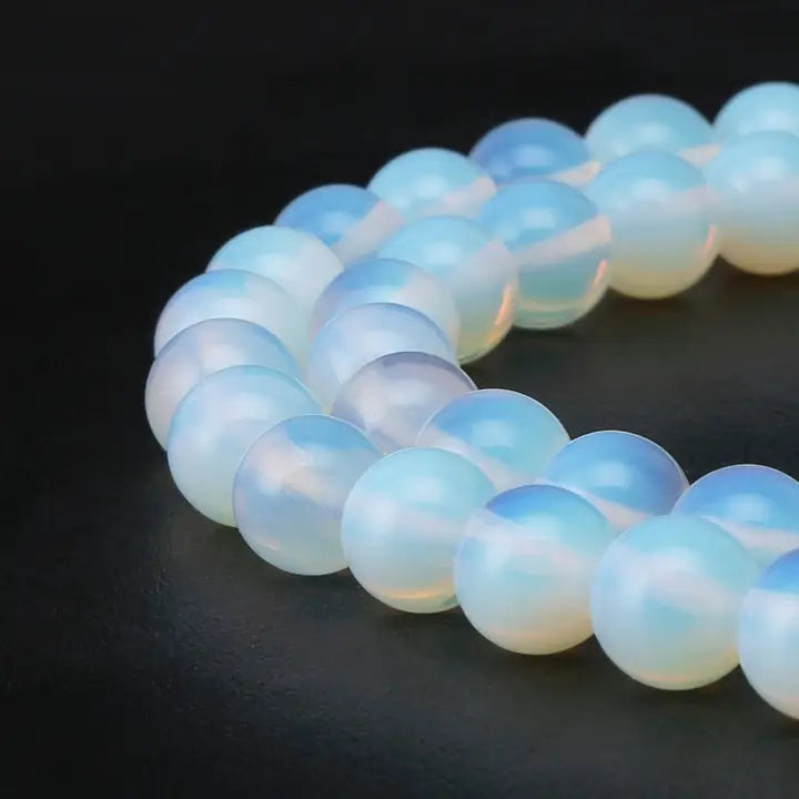Beads - Opalite Smooth Round Beads 8mm 15.5" Strand
