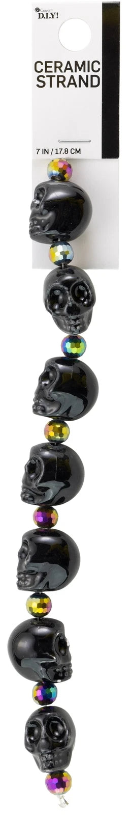 Beads - Cousin DIY Ceramic Strand 7in/17.8cm Skull Beads