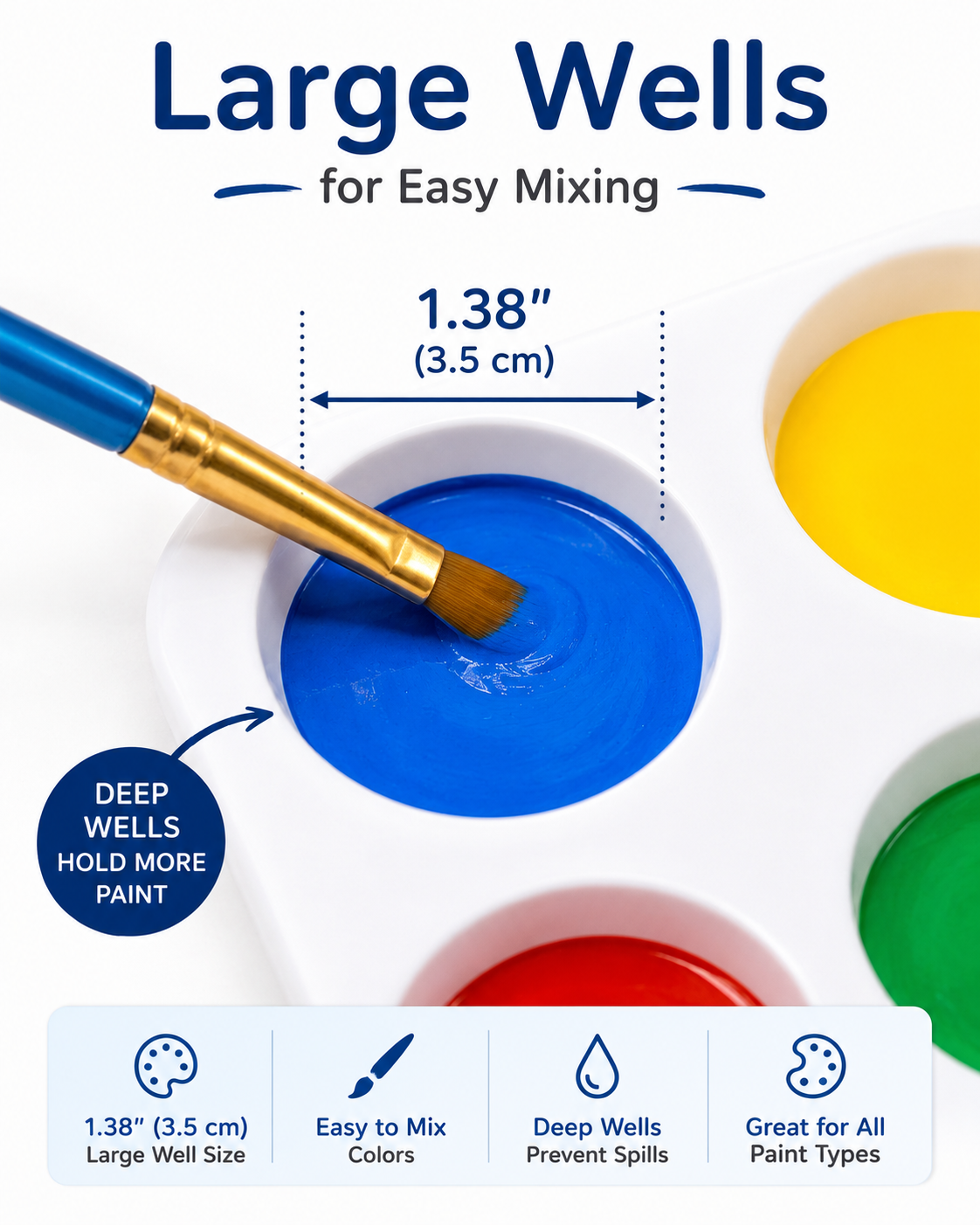 Palette - Plastic Mini Paint Palette Set for Art and Crafts, 3-Pack