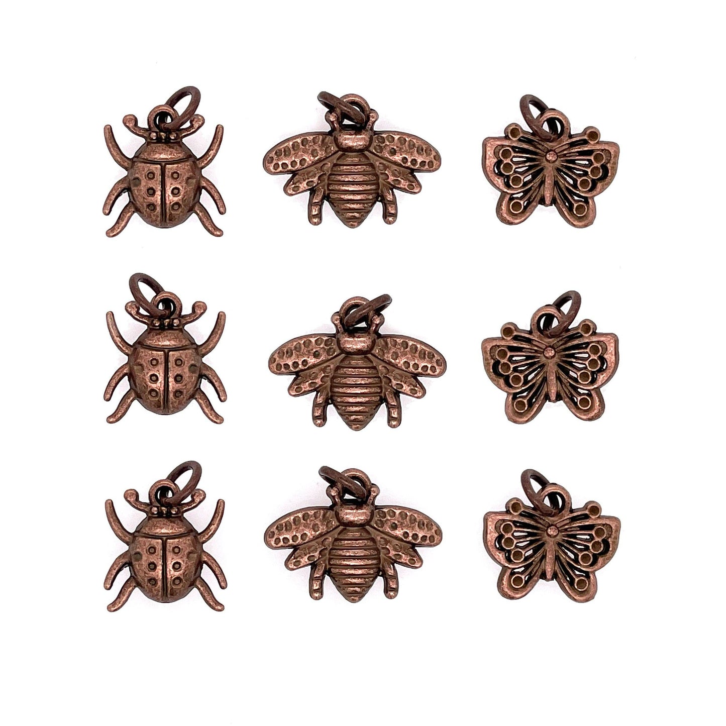 Jewelry - Copper Ladybug Bee Butterfly Bug Charms 9pc Set