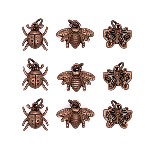 Jewelry - Copper Ladybug Bee Butterfly Bug Charms 9pc Set